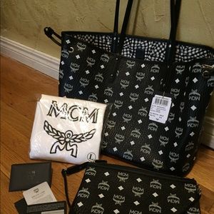 MCM Black Visetos Tote (Medium)